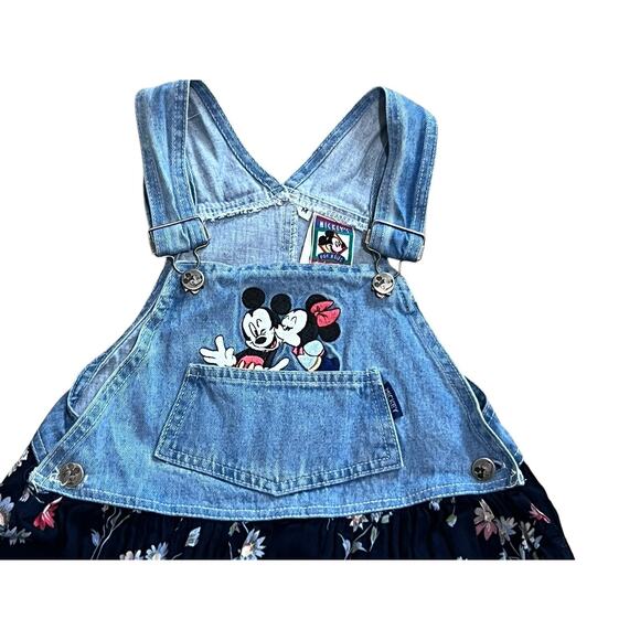 Mickey's Stuff Disney Jerry Leigh Denim Overall Floral Dress Girls M Made in USA - Picture 4 of 7